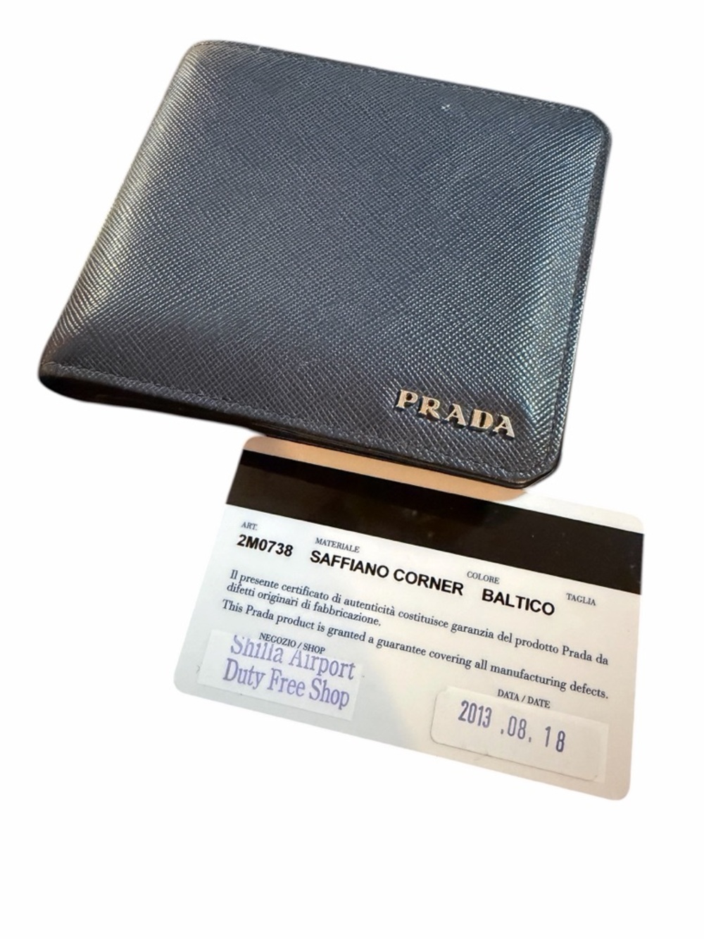 PRADA Saffiano Corner Bifold Wallet - Baltico Navy w/ Authenticity Card - Picture 8 of 8